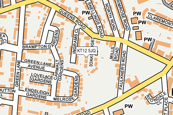 Map of OAK LODGE CLOSE (HERSHAM) LIMITED at local scale