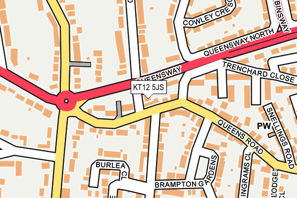 KT12 5JS map - OS OpenMap – Local (Ordnance Survey)