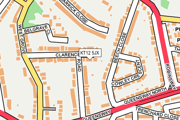 KT12 5JX map - OS OpenMap – Local (Ordnance Survey)