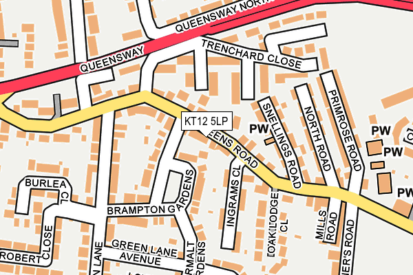 KT12 5LP map - OS OpenMap – Local (Ordnance Survey)