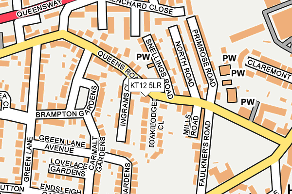 KT12 5LR map - OS OpenMap – Local (Ordnance Survey)