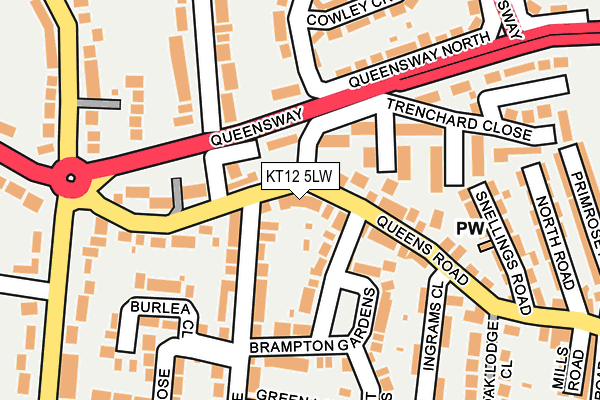 KT12 5LW map - OS OpenMap – Local (Ordnance Survey)