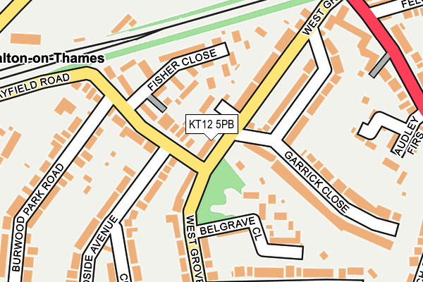 KT12 5PB map - OS OpenMap – Local (Ordnance Survey)