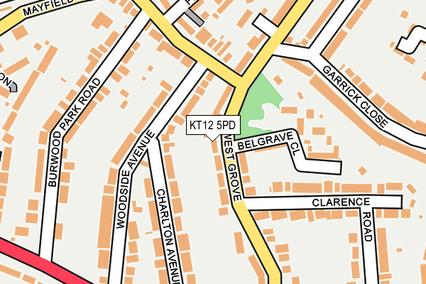 KT12 5PD map - OS OpenMap – Local (Ordnance Survey)