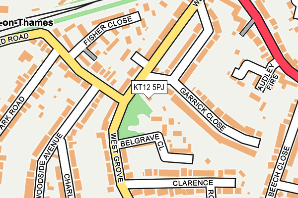 KT12 5PJ map - OS OpenMap – Local (Ordnance Survey)
