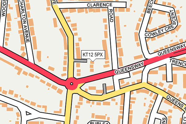 KT12 5PX map - OS OpenMap – Local (Ordnance Survey)