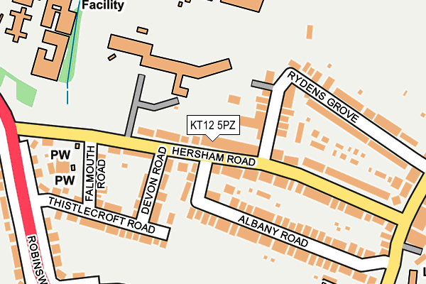KT12 5PZ map - OS OpenMap – Local (Ordnance Survey)
