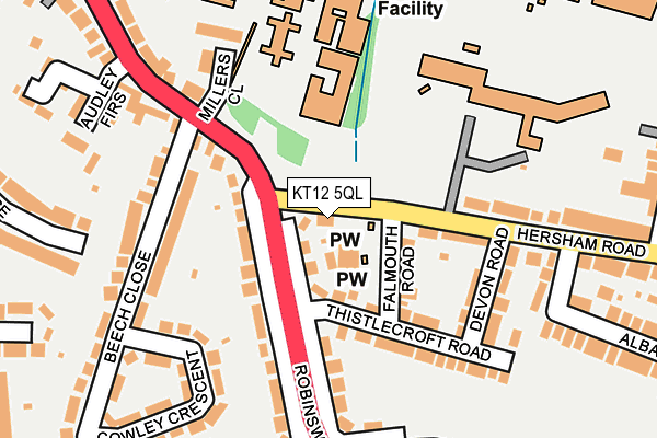 KT12 5QL map - OS OpenMap – Local (Ordnance Survey)