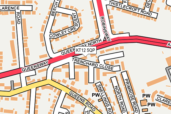 KT12 5QP map - OS OpenMap – Local (Ordnance Survey)