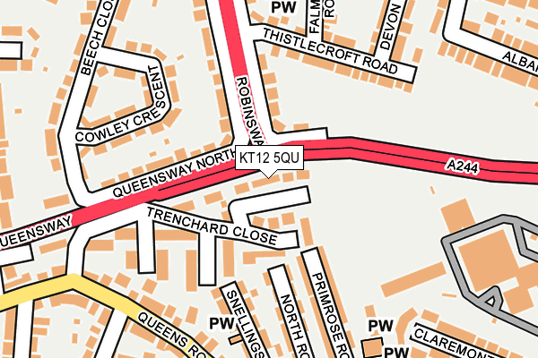 KT12 5QU map - OS OpenMap – Local (Ordnance Survey)