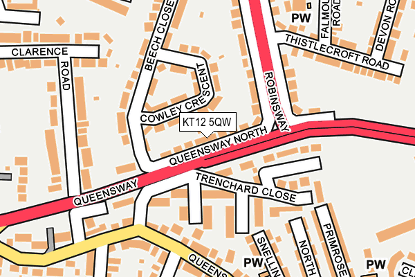 KT12 5QW map - OS OpenMap – Local (Ordnance Survey)