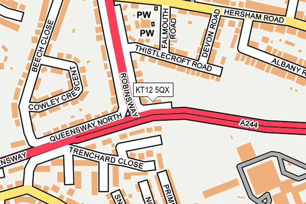 KT12 5QX map - OS OpenMap – Local (Ordnance Survey)