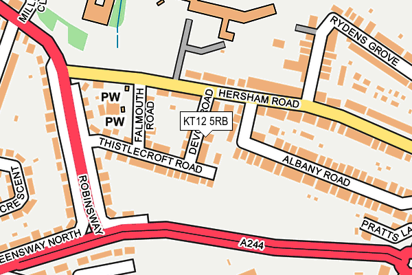 KT12 5RB map - OS OpenMap – Local (Ordnance Survey)