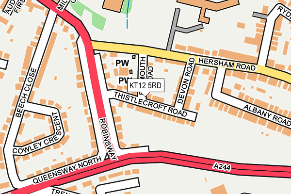KT12 5RD map - OS OpenMap – Local (Ordnance Survey)