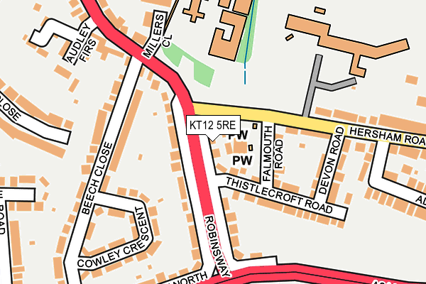 KT12 5RE map - OS OpenMap – Local (Ordnance Survey)