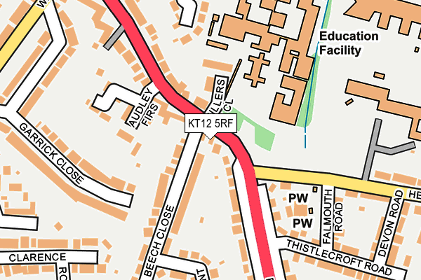 KT12 5RF map - OS OpenMap – Local (Ordnance Survey)