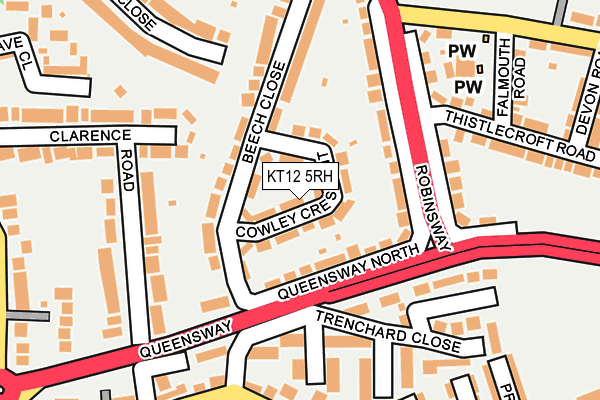 KT12 5RH map - OS OpenMap – Local (Ordnance Survey)