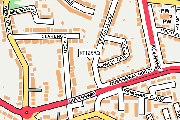 KT12 5RQ map - OS OpenMap – Local (Ordnance Survey)