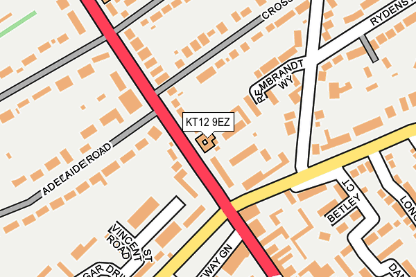 KT12 9EZ map - OS OpenMap – Local (Ordnance Survey)