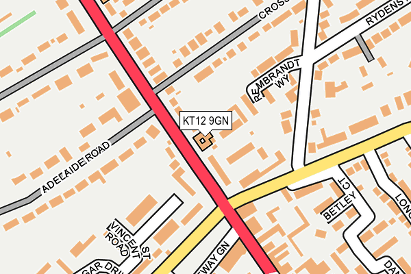 KT12 9GN map - OS OpenMap – Local (Ordnance Survey)