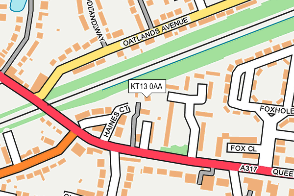 KT13 0AA map - OS OpenMap – Local (Ordnance Survey)