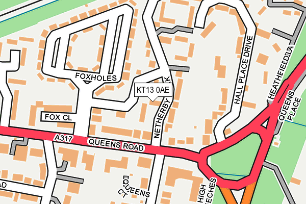 KT13 0AE map - OS OpenMap – Local (Ordnance Survey)