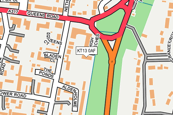 KT13 0AF map - OS OpenMap – Local (Ordnance Survey)