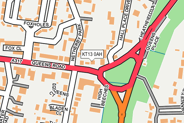 KT13 0AH map - OS OpenMap – Local (Ordnance Survey)