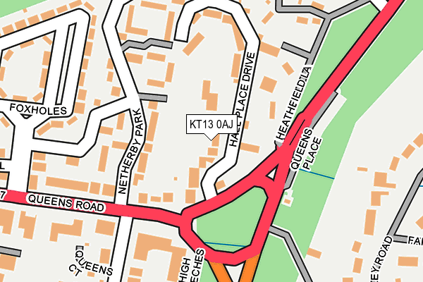 KT13 0AJ map - OS OpenMap – Local (Ordnance Survey)