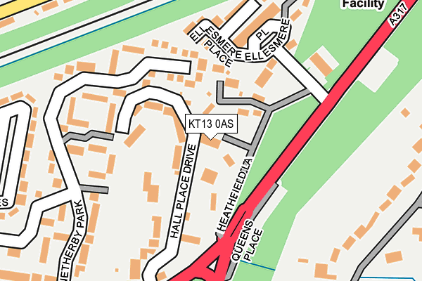 KT13 0AS map - OS OpenMap – Local (Ordnance Survey)