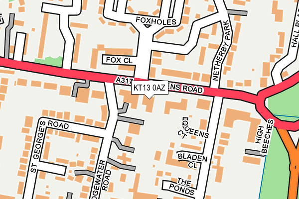 KT13 0AZ map - OS OpenMap – Local (Ordnance Survey)