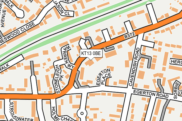 KT13 0BE map - OS OpenMap – Local (Ordnance Survey)