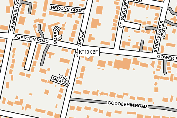 KT13 0BF map - OS OpenMap – Local (Ordnance Survey)