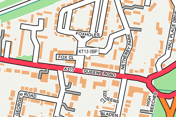 KT13 0BP map - OS OpenMap – Local (Ordnance Survey)