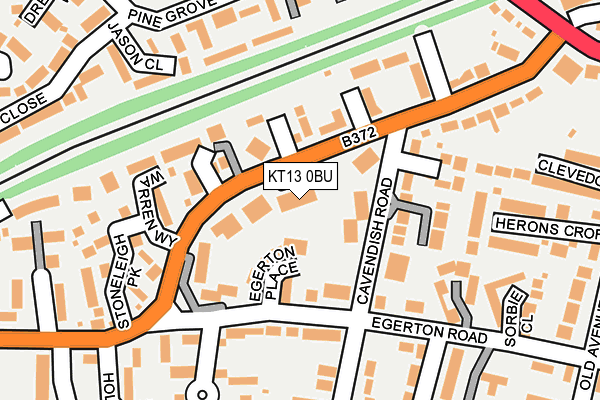 KT13 0BU map - OS OpenMap – Local (Ordnance Survey)