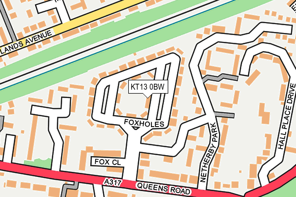 KT13 0BW map - OS OpenMap – Local (Ordnance Survey)