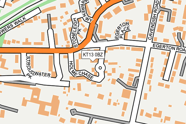 KT13 0BZ map - OS OpenMap – Local (Ordnance Survey)