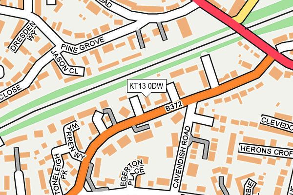KT13 0DW map - OS OpenMap – Local (Ordnance Survey)