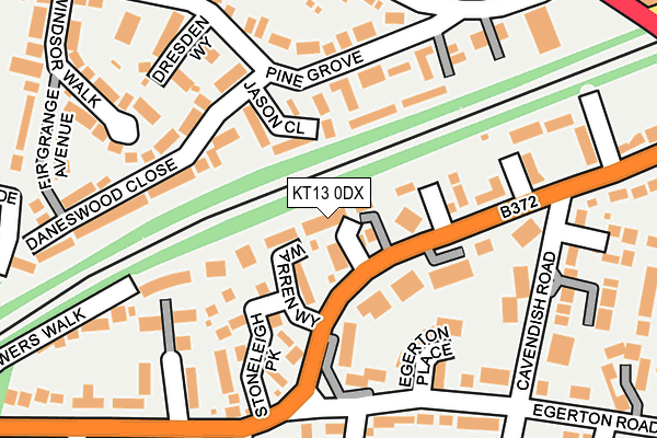 KT13 0DX map - OS OpenMap – Local (Ordnance Survey)