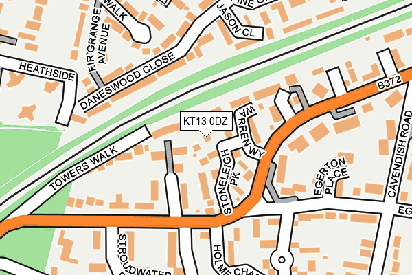 KT13 0DZ map - OS OpenMap – Local (Ordnance Survey)