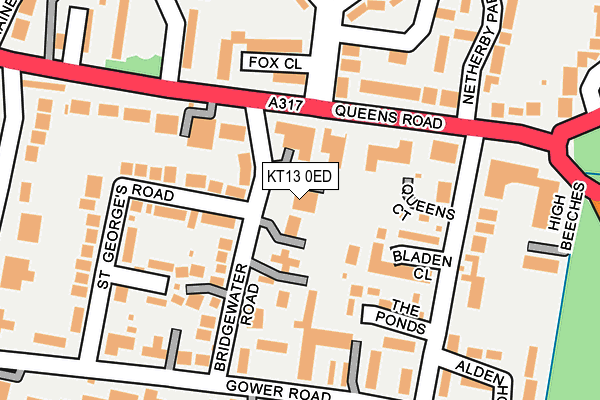 KT13 0ED map - OS OpenMap – Local (Ordnance Survey)