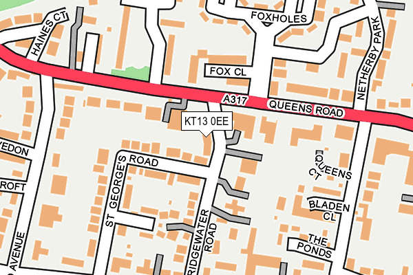 KT13 0EE map - OS OpenMap – Local (Ordnance Survey)