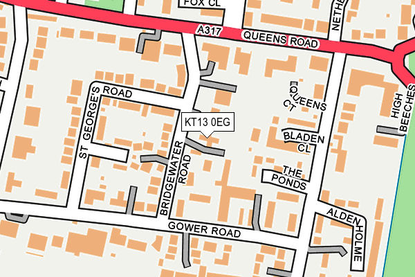 KT13 0EG map - OS OpenMap – Local (Ordnance Survey)