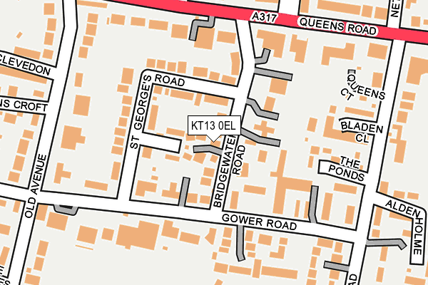 KT13 0EL map - OS OpenMap – Local (Ordnance Survey)