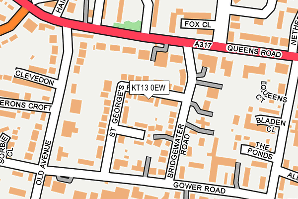 KT13 0EW map - OS OpenMap – Local (Ordnance Survey)