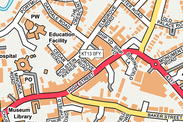 KT13 0FY map - OS OpenMap – Local (Ordnance Survey)