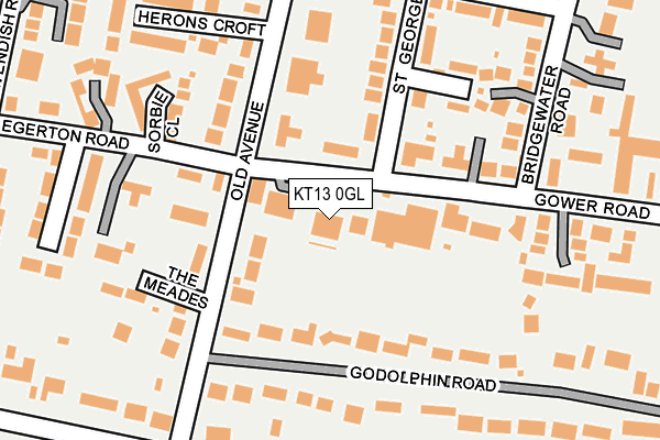 KT13 0GL map - OS OpenMap – Local (Ordnance Survey)