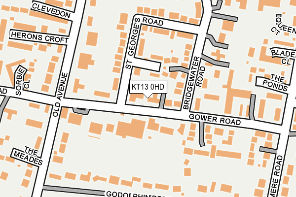 KT13 0HD map - OS OpenMap – Local (Ordnance Survey)