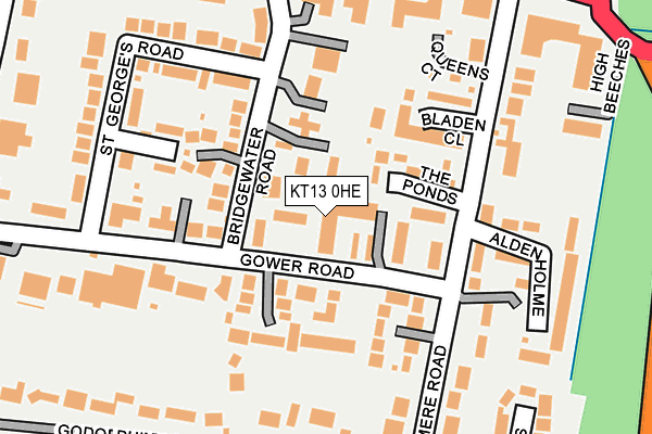 KT13 0HE map - OS OpenMap – Local (Ordnance Survey)
