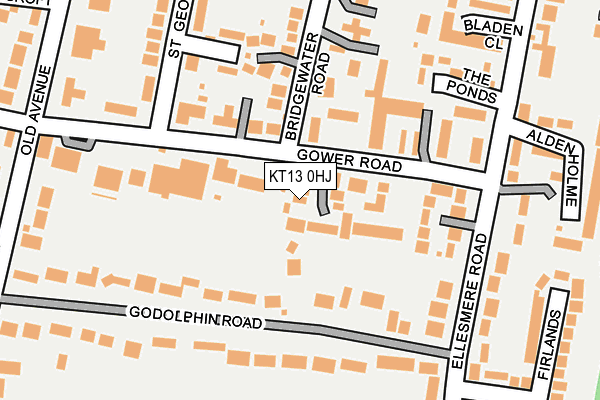 KT13 0HJ map - OS OpenMap – Local (Ordnance Survey)